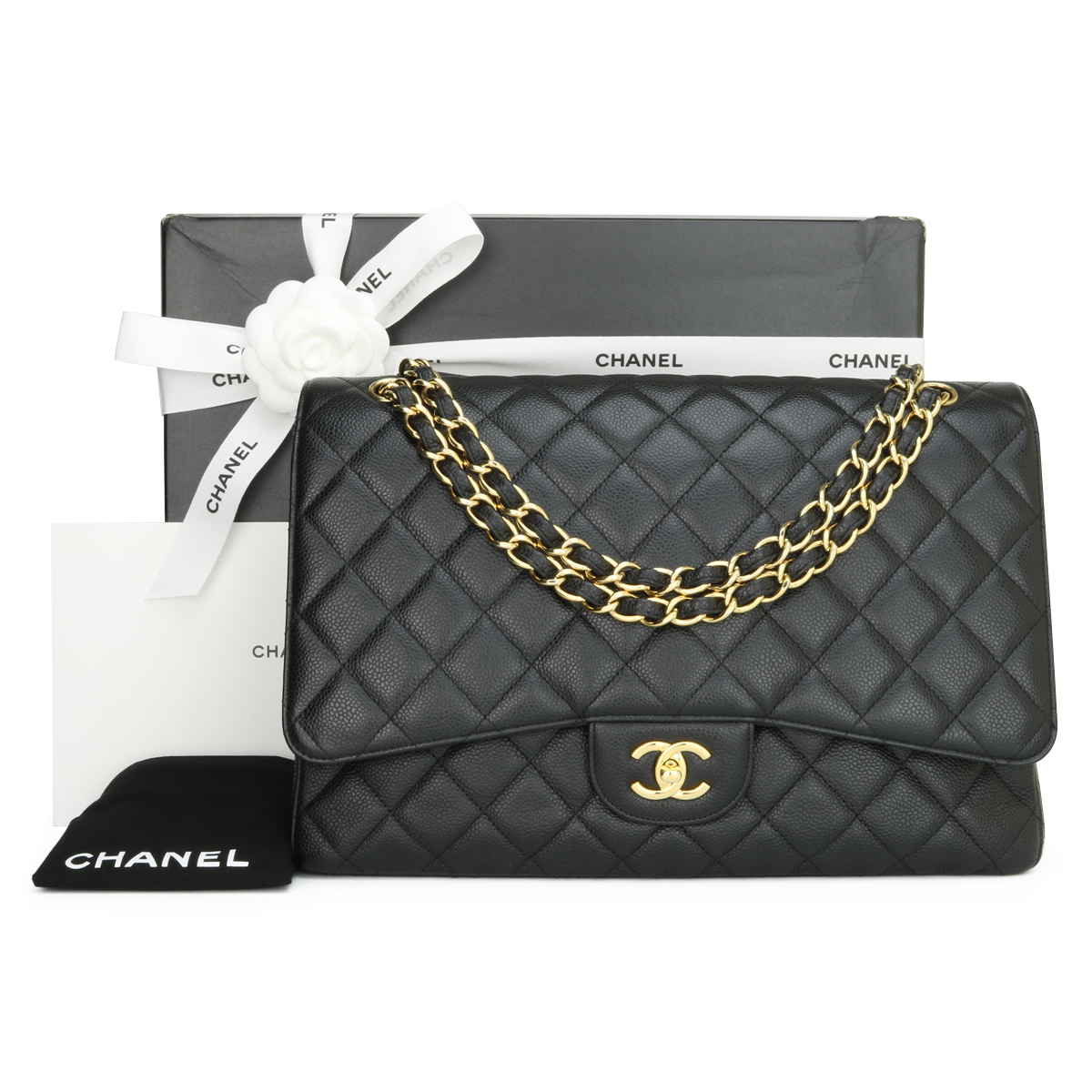 Chanel Classic Single Flap Maxi Black Caviar Gold Hardware – Coco