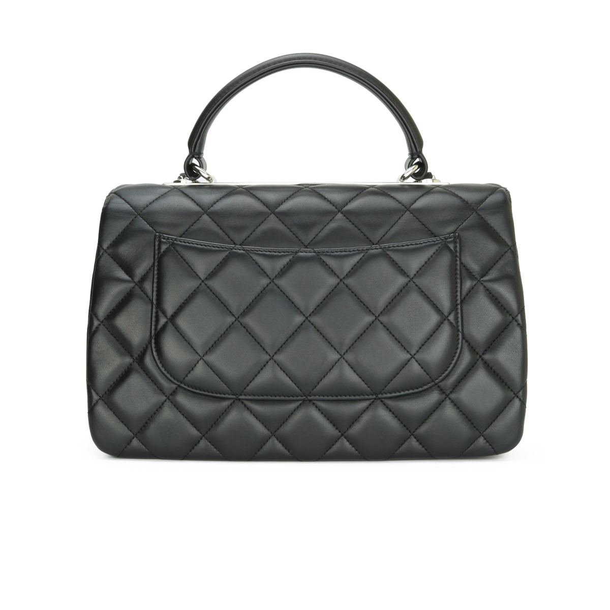 CHANEL Lambskin Quilted Small Trendy CC Dual Handle Flap Bag So Black  1081557
